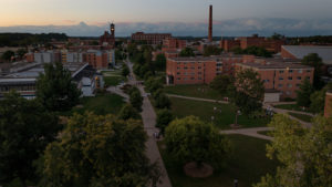 image of University of Wisconsin-Stout campus in the evening